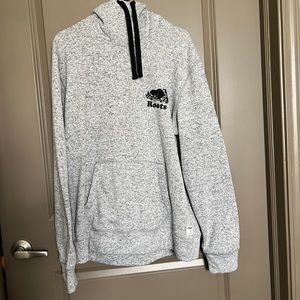 Roots Fleece Logo Hoodie XL Gray